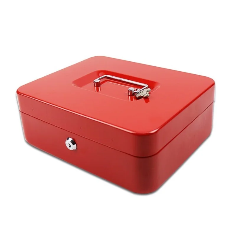 Portable Lockbox Safe Small Cash Key Box with Lock Metal Coin Bank Piggy Bank Jewelry Box - Red//XXL