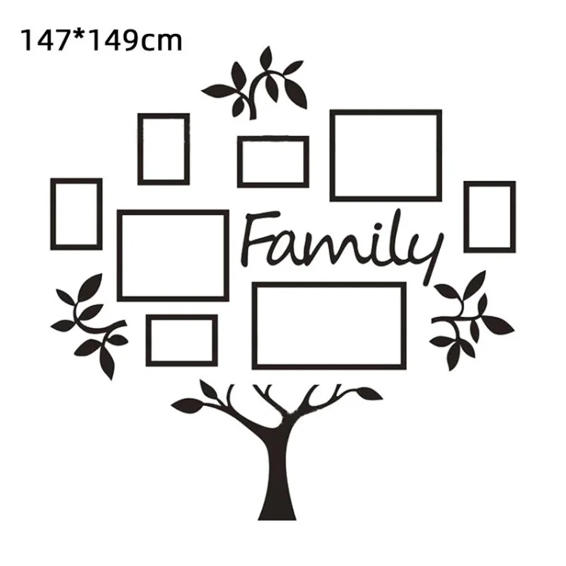 Acrylic Wall Sticker Photo Tree Wallpaper Wall Decal Decoration Gift - Black//L