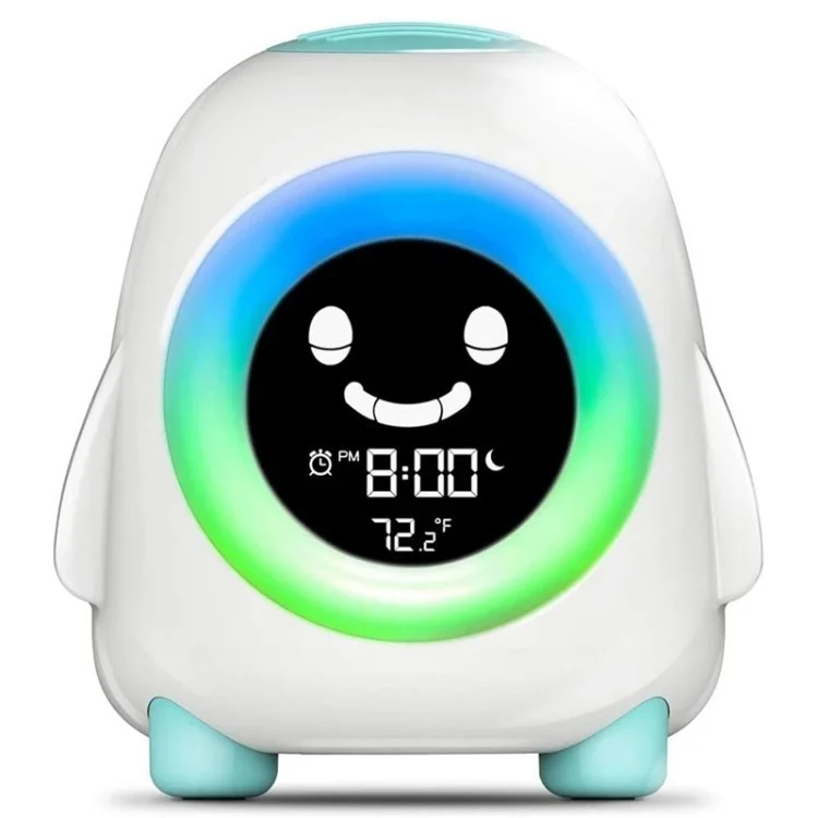 Kids Alarm Clock Temperature Display Table Bedside Night Lamp Light - Blue