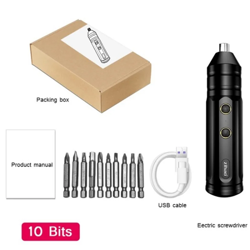 X1 Mini Cordless Electric Screwdriver Portable Drill Tools Set Multifunctional Electric Screwdriver - with 10 Bits