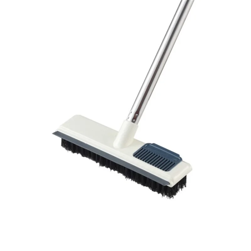 Floor Cleaning Brush with Long Handle Stiff Bristle Brush Scrubber for Deck Bathroom Tub Tile - White
