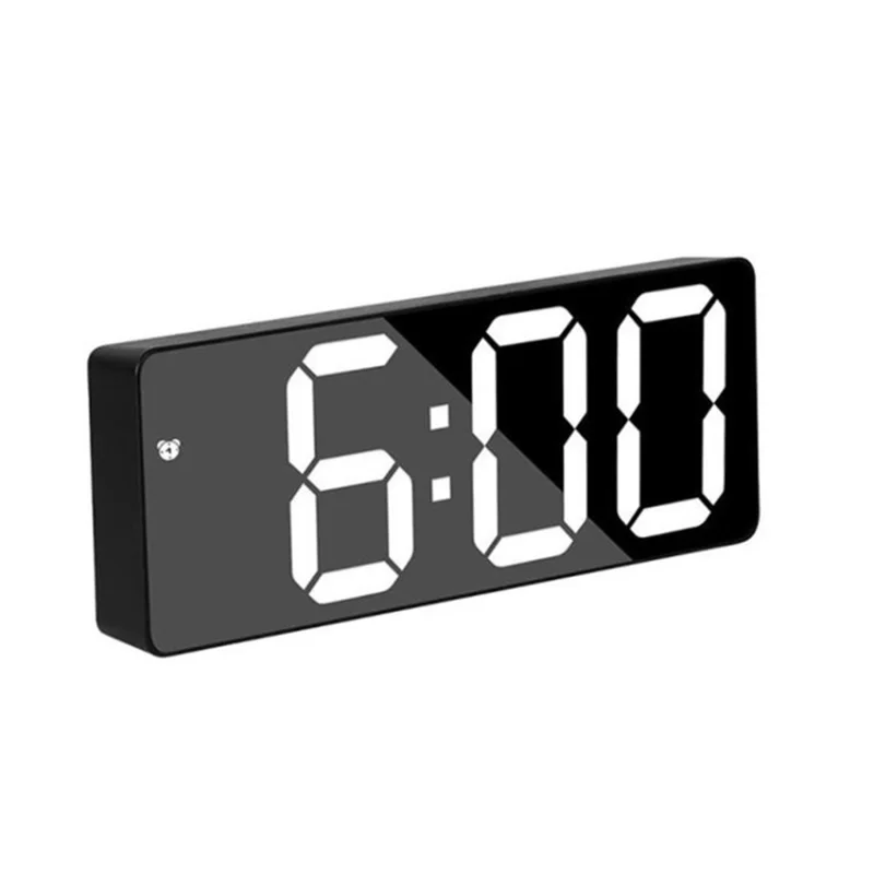 Digital Display LED Alarmtabelle Taktuhr Voice Control 12/24H Format Snooze -funktion 3 Helle Modi Schlafen Nickerchen Für Home Schlafzimmer Büro - Weißes Display