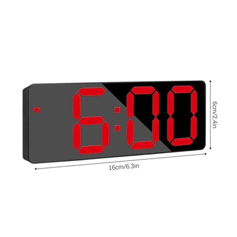 Digital Display LED Alarm Table Clock Voice Control 12/24H Format Snooze Function 3 Bright Modes Sleeping Nap Clock for Home Bedroom Office - Red Display