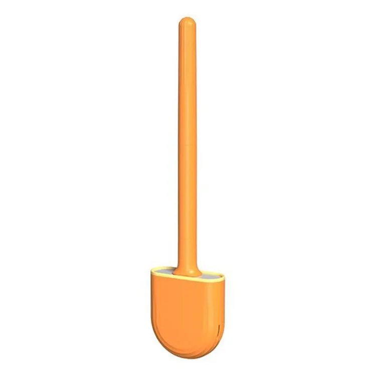 Blendable Silicone Toilet Brush Wall Mount Quick-Dry Gap Cleaning Brush - Orange