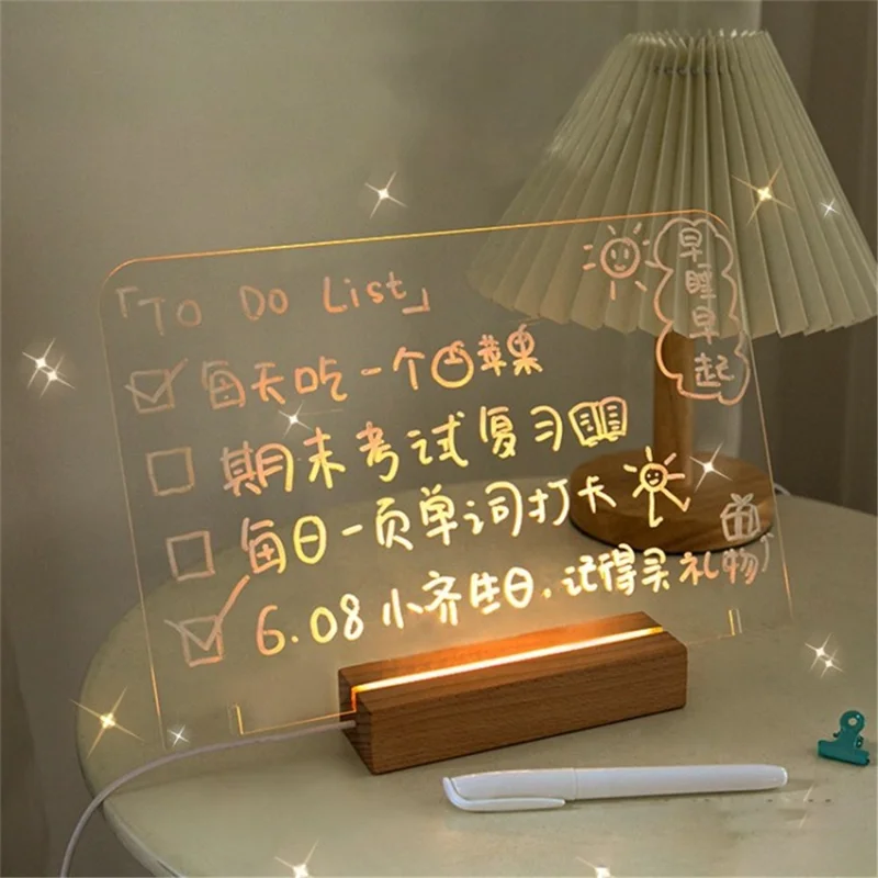 Aclica de Aclica Nota de Ánimagem Branco Notepad Aparagem Com LED Light Deskboard - Luz Amarela