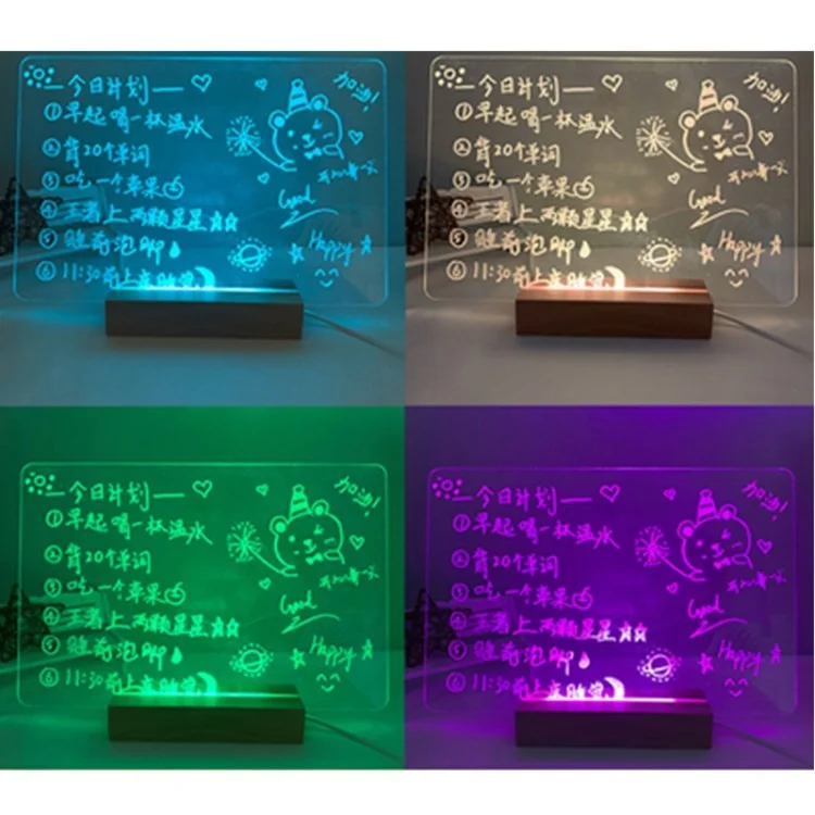 Nota Desktop Acrilica Bianco Blocco Della Scheda Cancella Con Deskboard LED Light - Luce Colorata
