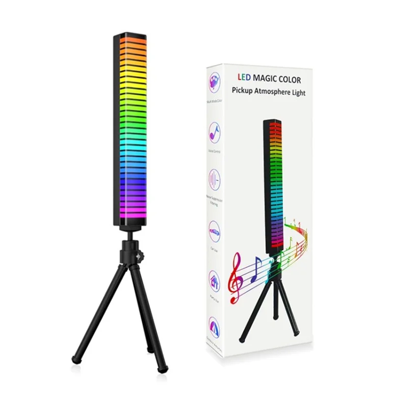 SKS-JZ-05 3D Music APP Control Sound-Sensitive Audio Music Light Hand-held Atmosphere Car Cool Lamp - Black / 3D Plug-in