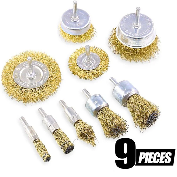 For Cleaning Rust Stripping Abrasive Wheel Crimped Brush Set - 9Pcs/Set