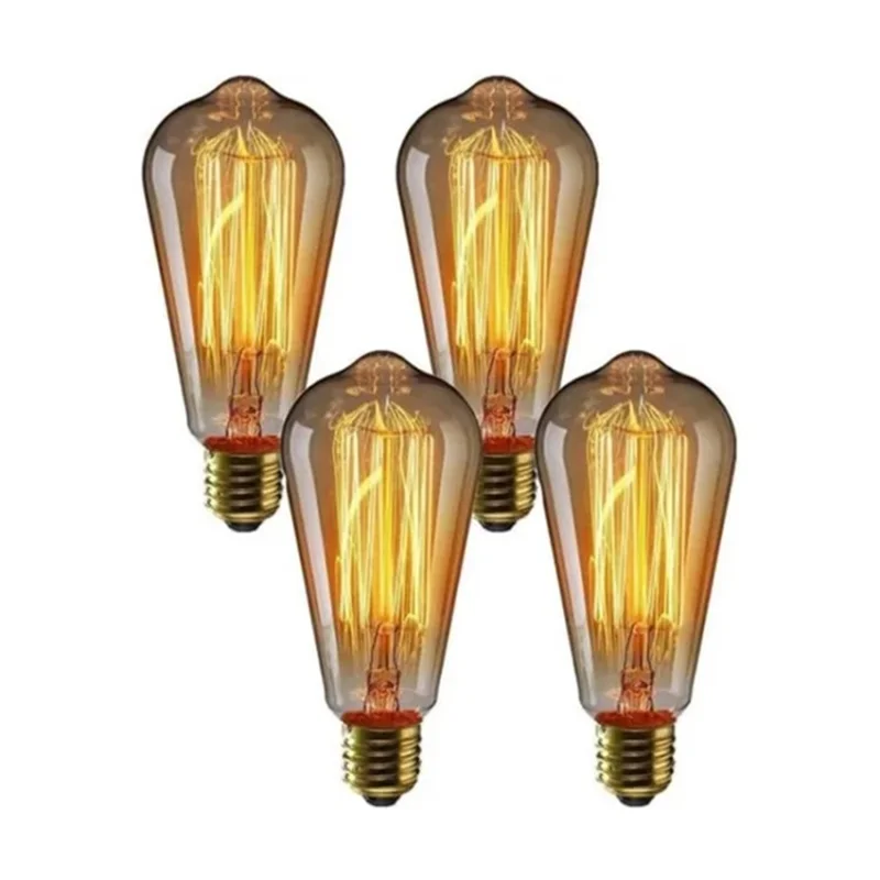 ST64 4Pcs Vintage 40W Edison Bulbs Tungsten Filament Light Bulbs for Home / Industrial Decor