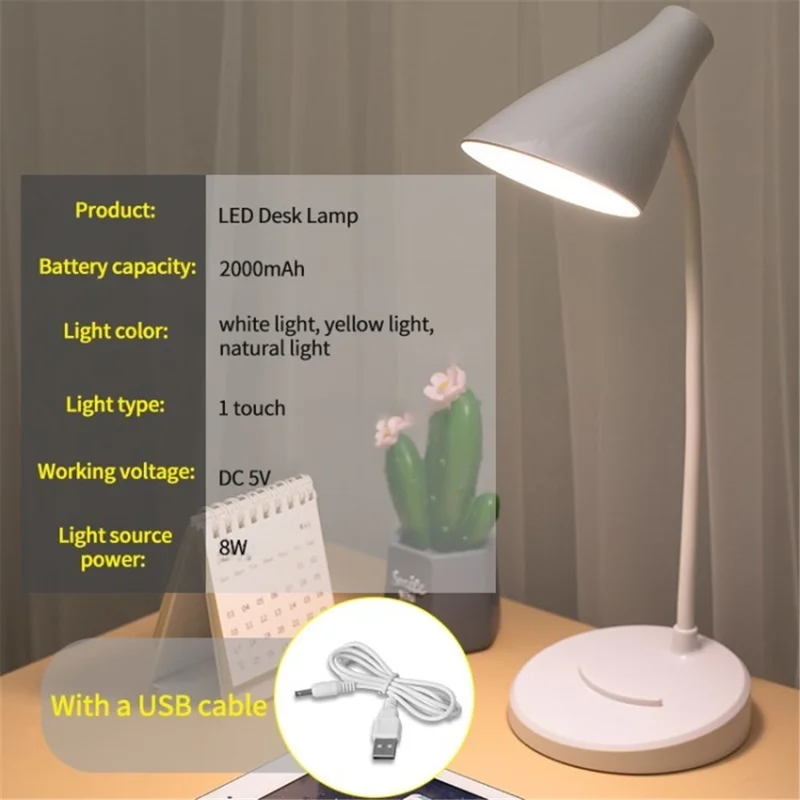 Lampada da Scrivania a LED Regolabile a 3 Colori Light Lampagno Liguato Della Tabello - Bianca