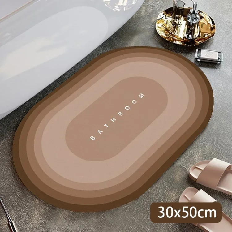 Tappetino da bagno asciugatura rapida Morbido Comodo Tappeto in fango diatomaceo per il pavimento del bagno Tappetino antiscivolo - Caffè / 30x50cm