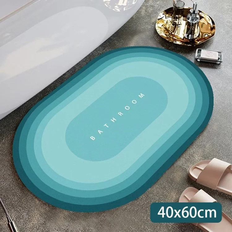 Quick Dry Bath Mat Soft Comfortable Diatom Mud Bathroom Floor Carpet Non-Slip Bath Rug - Blue / 40x60cm