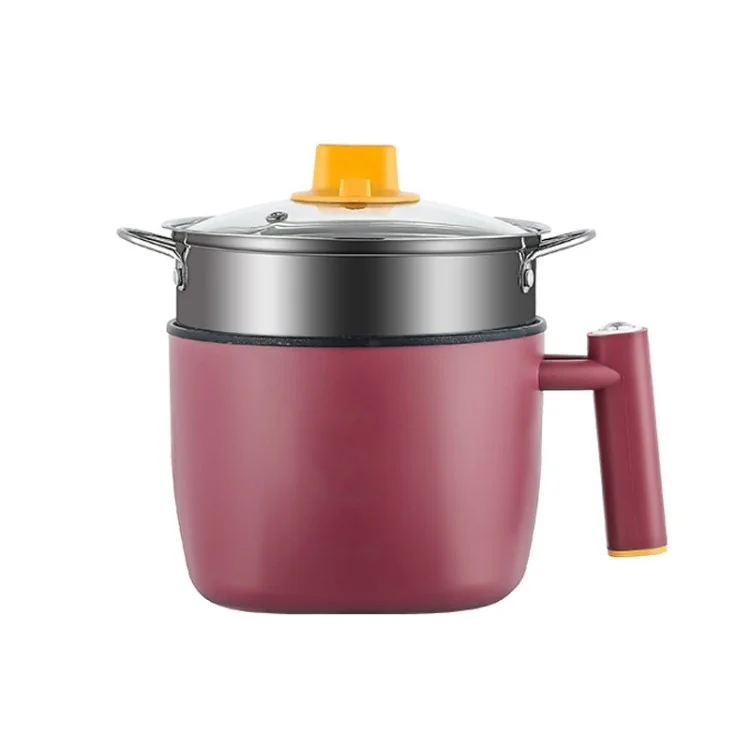 1.8L Mini Rice Cooker Portable Steamer Fast Cooking Small for Cooking Soup Rice Stews Oatmeal - Red