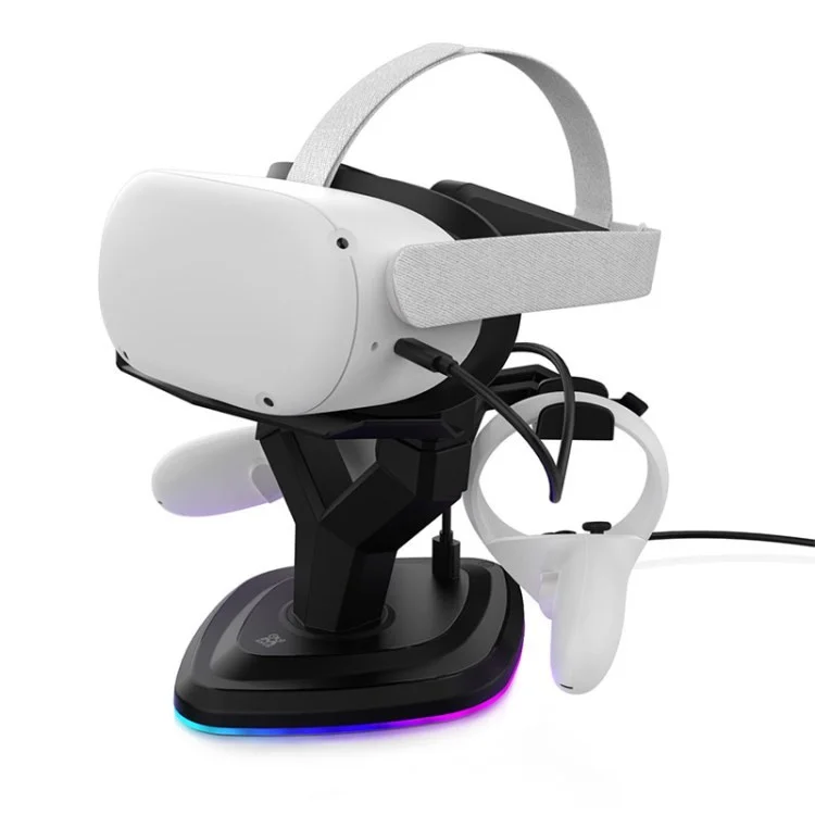 VR Stand Halter Ladegerät Display Stand Docking Station Für Oculus Quest 2 / Pico Neo 3 / Focus 3 Headset Controller VR Zubehör - Schwarz