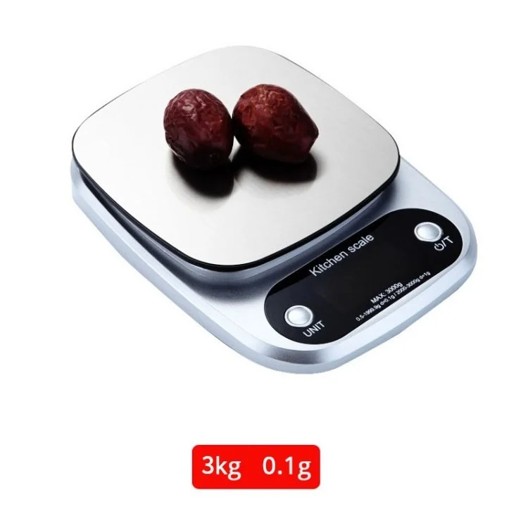 3kg Kitchen Food Scale 0.1g Stainless Steel Digital Scale Weight Balance Scale with High Precision g/ml/oz for Cooking Baking