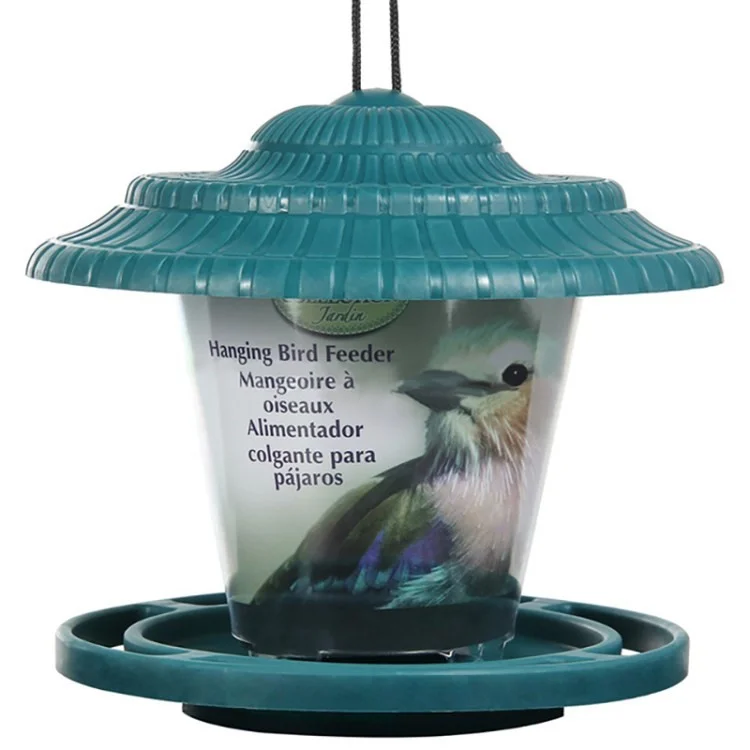 Transparent Bird Feeder Waterproof Hanging Feeding Station for Outdoor Balcony Garden Patio Backyard - Green