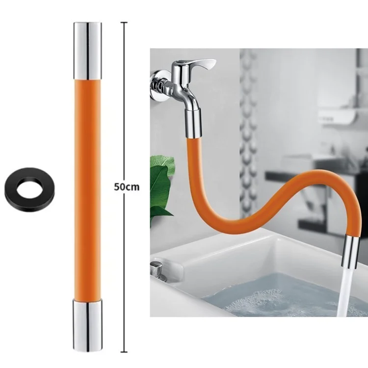 Universal Foaming Extension Tube 360 Degree Free Bending Bathroom Faucet Extender - Orange/50cm