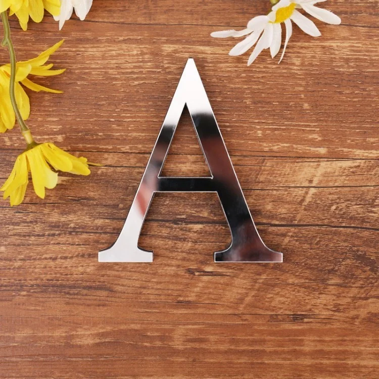 A-Z English Letter Mirror Wall Sticker DIY 3D Acrylic Family Decoración de la Pared de la Calle Dirección de la Calle Decal de Alfabeto - A