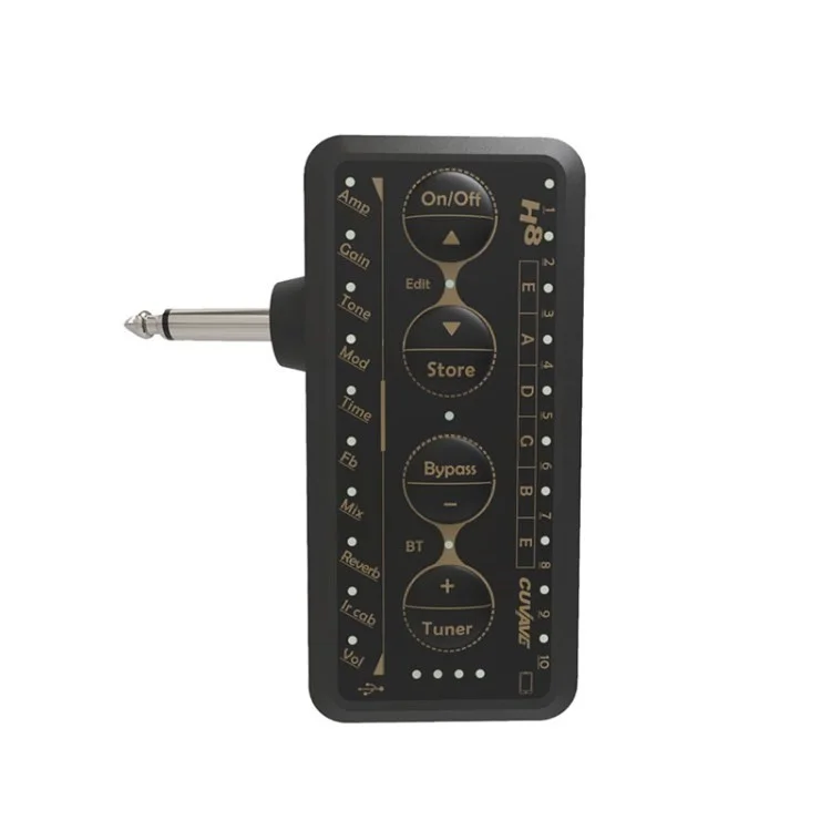 Cuvave H8 Plug-in Elétrico Tunhador de Guitarra Bypass Guitar Bass Headphone AMP Módulo - Preto