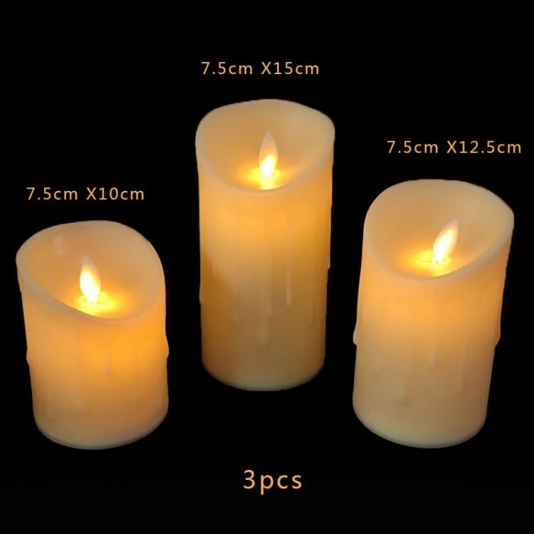 3pcs LED Eletrônico Candle Light Sem Chama Chama Realista Chama Para o Halloween Christmas Garden