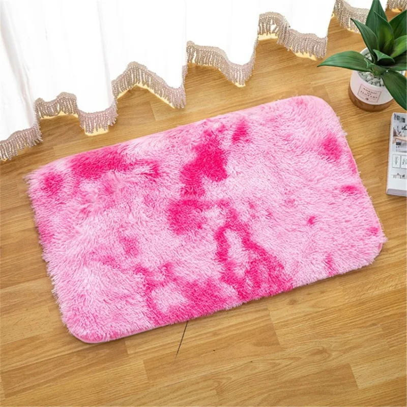 40x60cm Velvet Carpet Soft Fluffy Bedroom Rug Doorway Mat Non-Slip Pad -  Rose