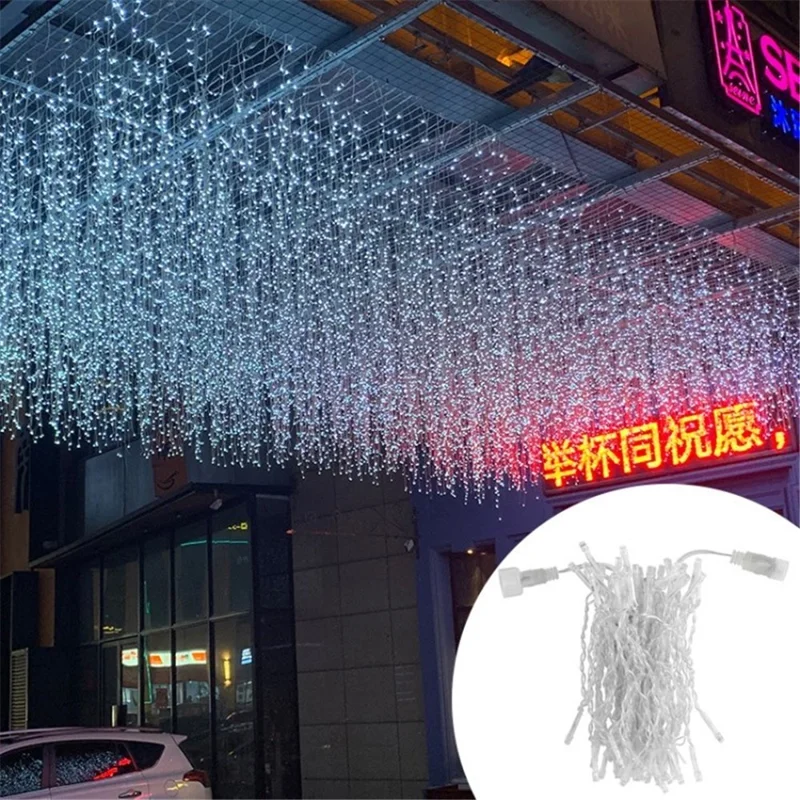 LED Christmas Curtain Light 5x0.7m String Waterproof Waterfall Light for Garden Yard Wedding Party Decor - White