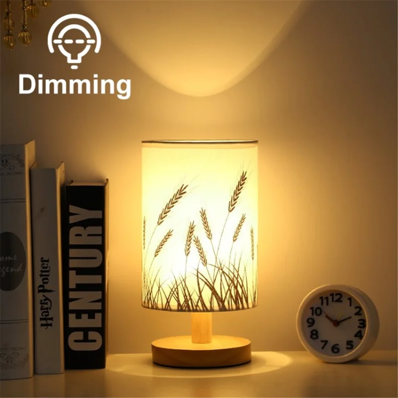 LED-dekobordslampa med USB-lampa för sovrum, sängbord, arbetsplats – veteaxar / dimbar