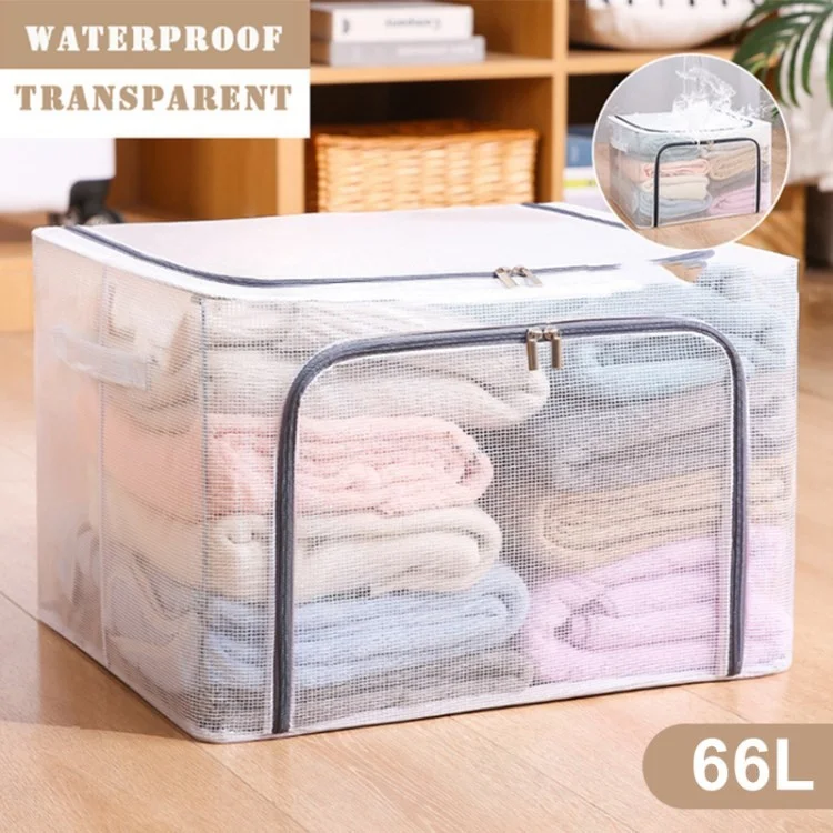 Sacchetto Di Stoccaggio Grande Capacità Coperte Blanket Organizzazione Contenitore Di Stoccaggio Per Lettori Da Letto - Grigio / 66L.