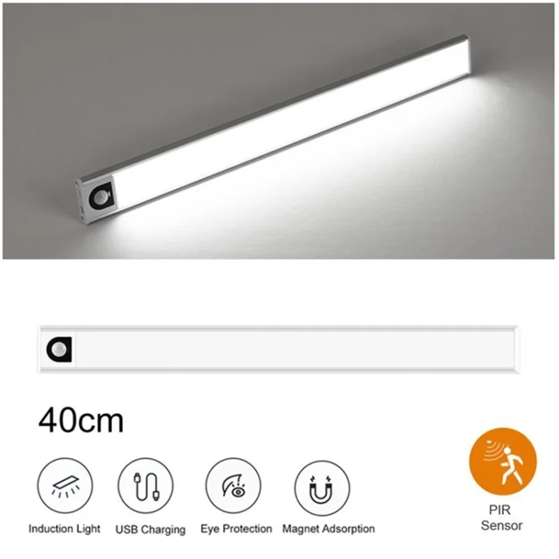 Motion Sensor Cabinet Closet Light Wireless Stick-on Anywhere LED Light - White/White Light/40cm/1200mAh