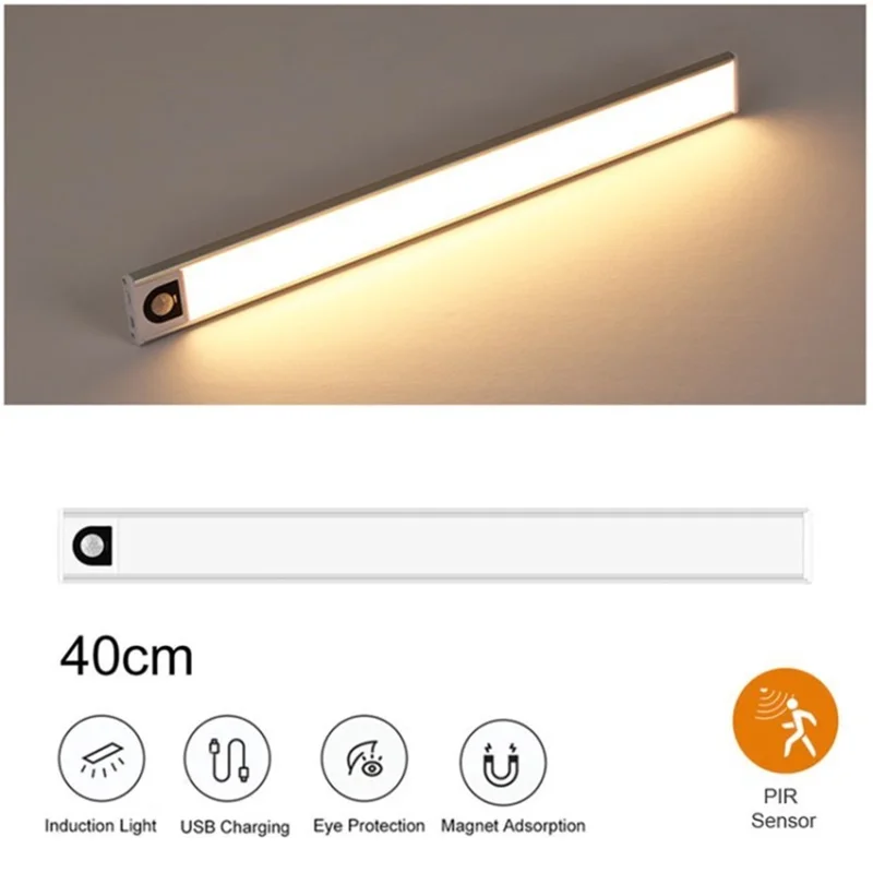 Motion Sensor Cabinet Closet Light Wireless Stick-on Anywhere LED Light - White/Yellow Light/40cm/1200mAh