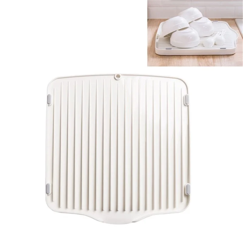 Non-slip Dish Drying Rack Dish Plate Drainer Dinnerware Organizer for Kitchen Counter - White