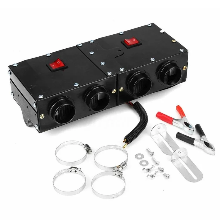 500W 12V Désembuage de voiture avec double interrupteur 4 trous Ventilateur chauffant pour voyage Camping Désembuage du verre
