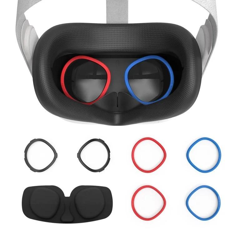 AMVR Pour Oculus Quête 2 Casque Silicone Silicone Bouclier Et Cachets À Oreillettes Saugère Résistant Sache Son Headphone Sountphone Couverture - Noir