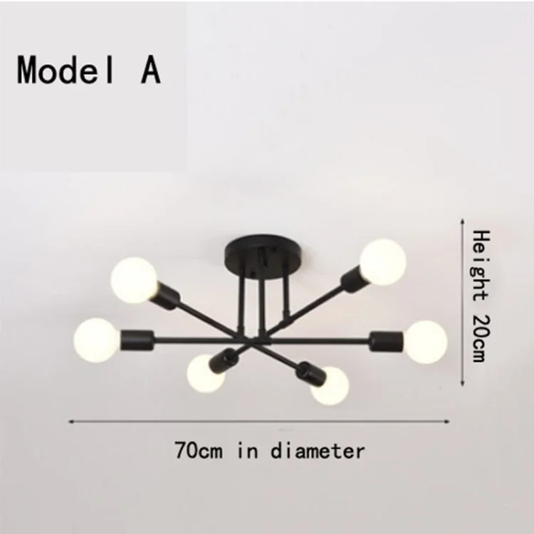 Lâmpada de Lâmpada Leve do Teto Nórdico Quarto Decorativo Lustre de Luz Decorativa - Preto