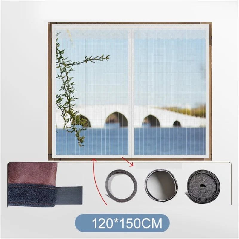 Magnetic Window Screen Mesh Curtain Screen Invisible Gauze Window - White/120*150cm