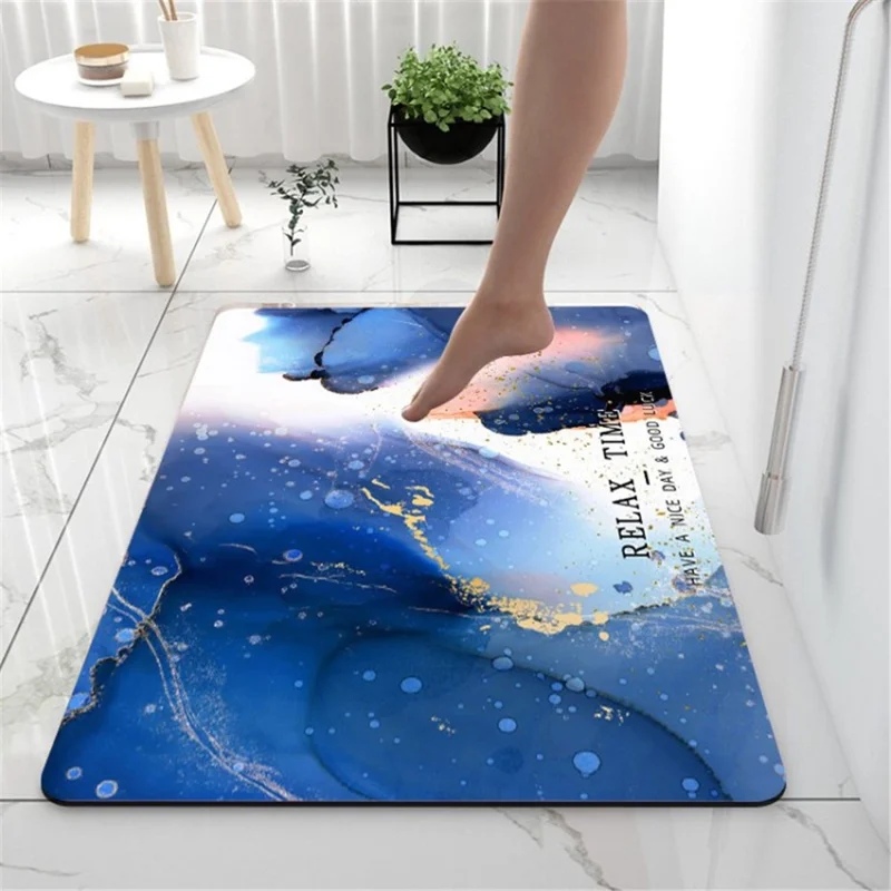 Mat Super Absorbent Bathroom Floor Mat Quick-Dry Bath Rug Mat - Dark Blue/40*60cm