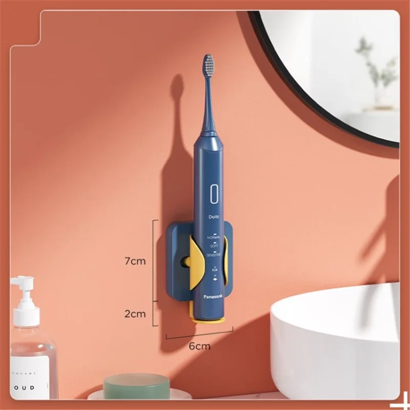 Wall Mounted Electric Toothbrush Holder Auto Lock & Release Holder - Blue/Yellow