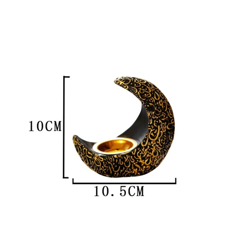 Resin Crescent Moon Incense Burner Desktop Arabian Incense Holder Diffuser for Hone Docor - Black