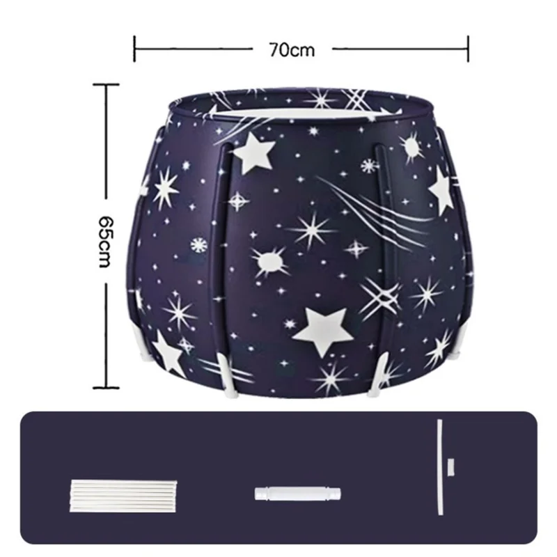Portable Soaking Bath Tub Thickened Foldable Bathtub Bucket - Star/70x65cm