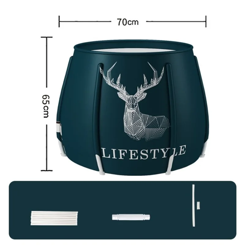 Portable Soaking Bath Tub Thickened Foldable Bathtub Bucket - Deer/70x65cm