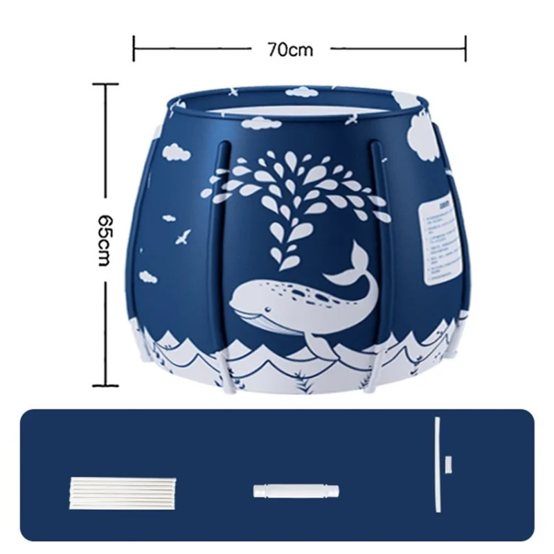 Portable Soaking Bath Tub Thickened Foldable Bathtub Bucket - Whale/70x65cm