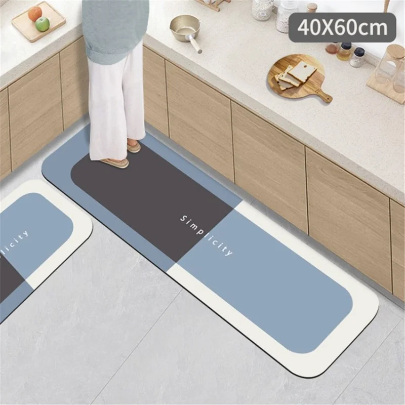 Anti-Fatigue Standing Floor Mat Quick Dry Bath Mat Non-Slip Bathroom Carpet - Baby Blue/40x60cm