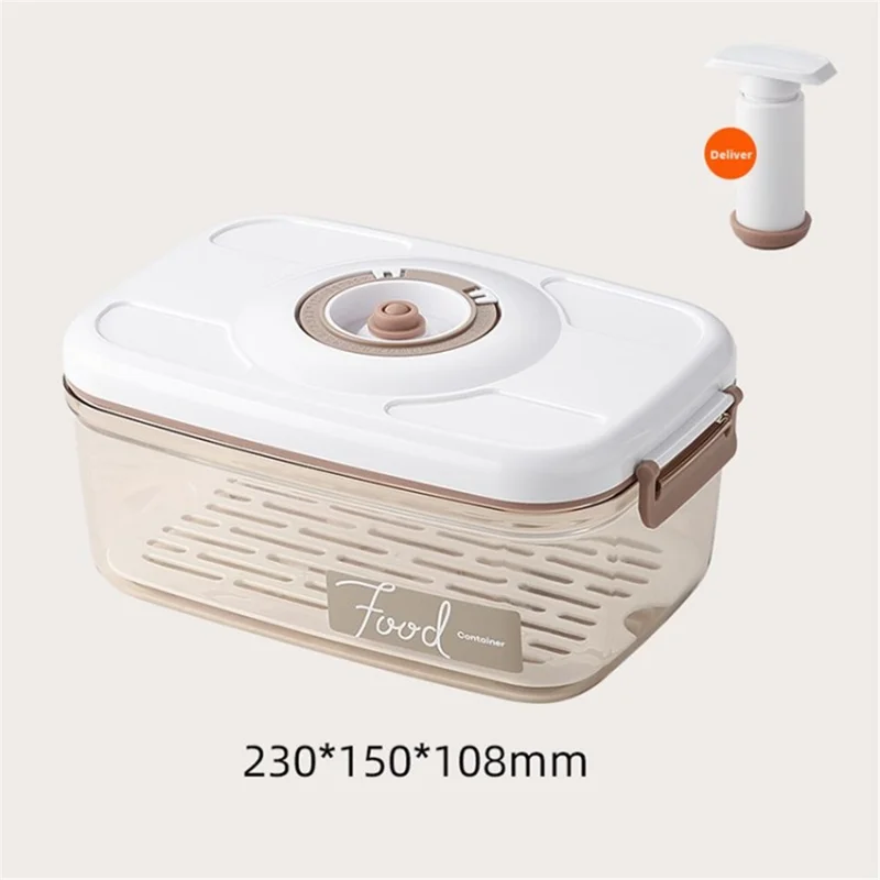 Food Fruit Storage Container Box Vacuum Kitchen Fridge Organizer Sealer (No FDA Certification) - 2.1L/With a Pump