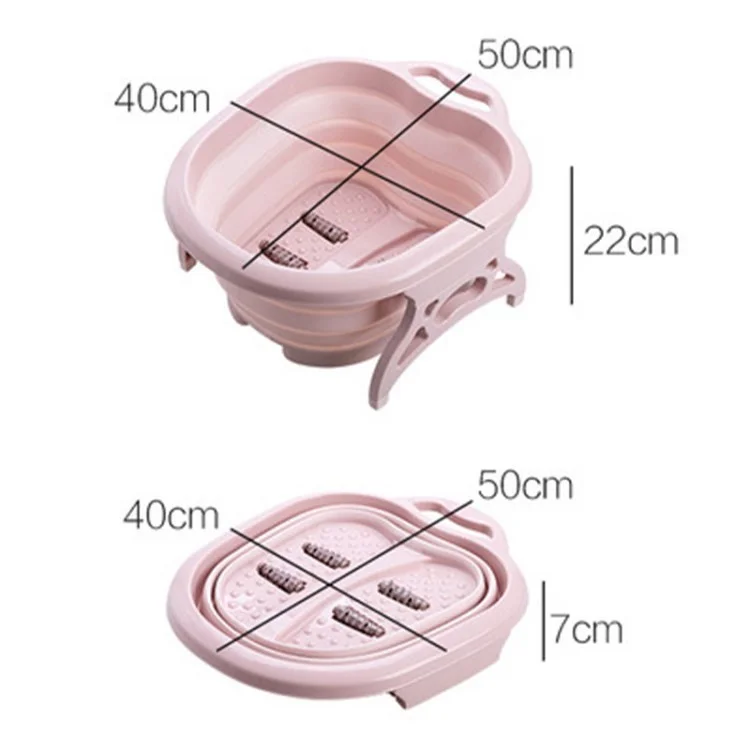 Foot Tub Foldable Spa Pedicure Bucket Massage Bath Soak Feet Tub - Pink