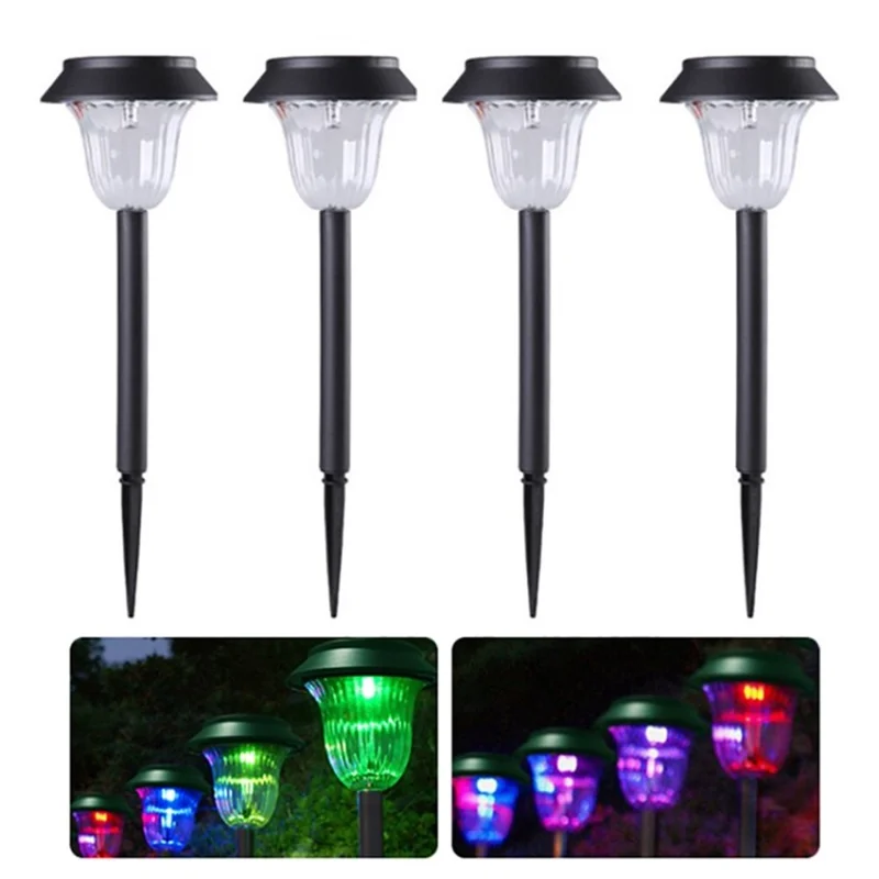 4Pcs/Set Waterproof Solar Light Landscape Light Outdoor Garden Lawn Yard Lamp - Colorful Light