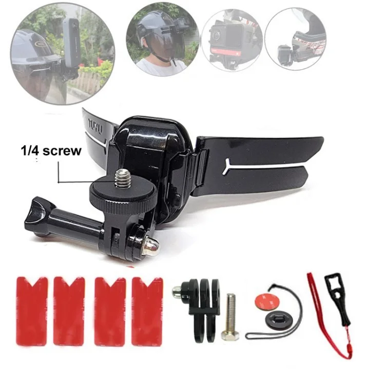 TUYU Motorcycle Accessories Universal Helmet Camera Mount Kit for GoPro Insta360 Action Cameras - 1/4 Screw Set