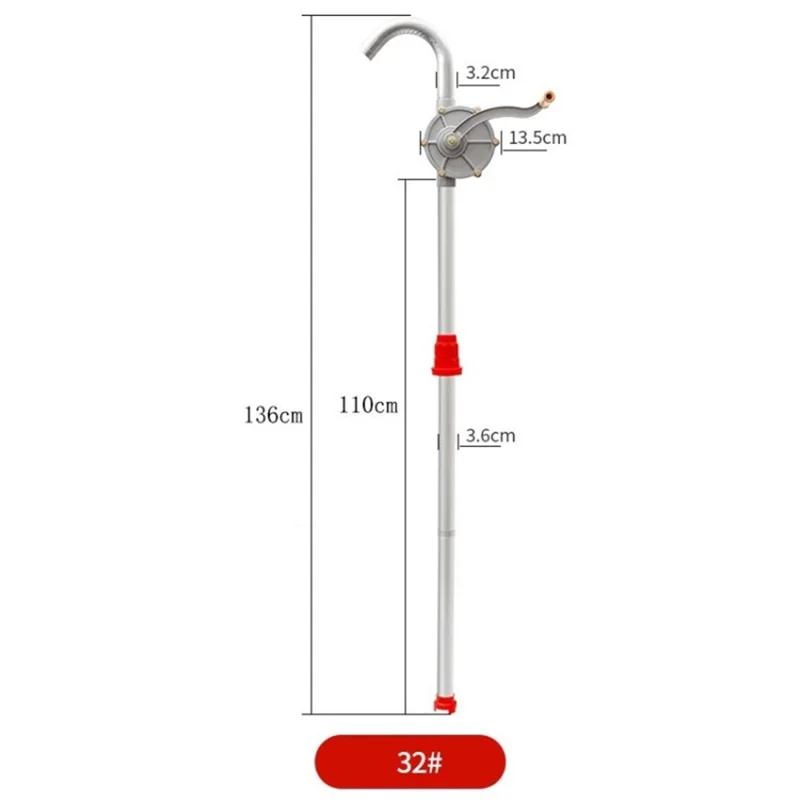 Rotary Drum Pump Hand Oil Pump for Drum Barrel Petroleum Dispenser - Silver White/32#