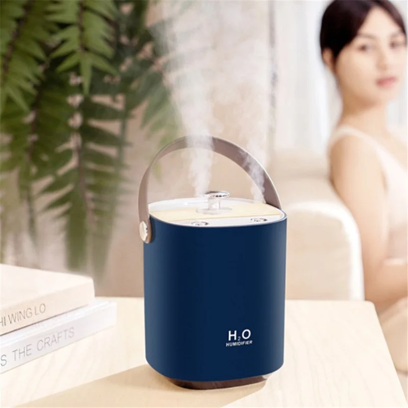 JSQ-2260 1200mAh Rechargeable 1.2L Ultrasonic Cool Mist Humidifier Mute Essential Oil Diffuser with LED Ambient Light - Blue