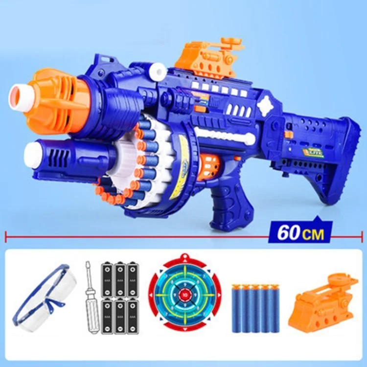 Arma Elétrica De Bala Com 80 Balas Suaves Crianças Tiro Jogo De Brinquedo - Azul