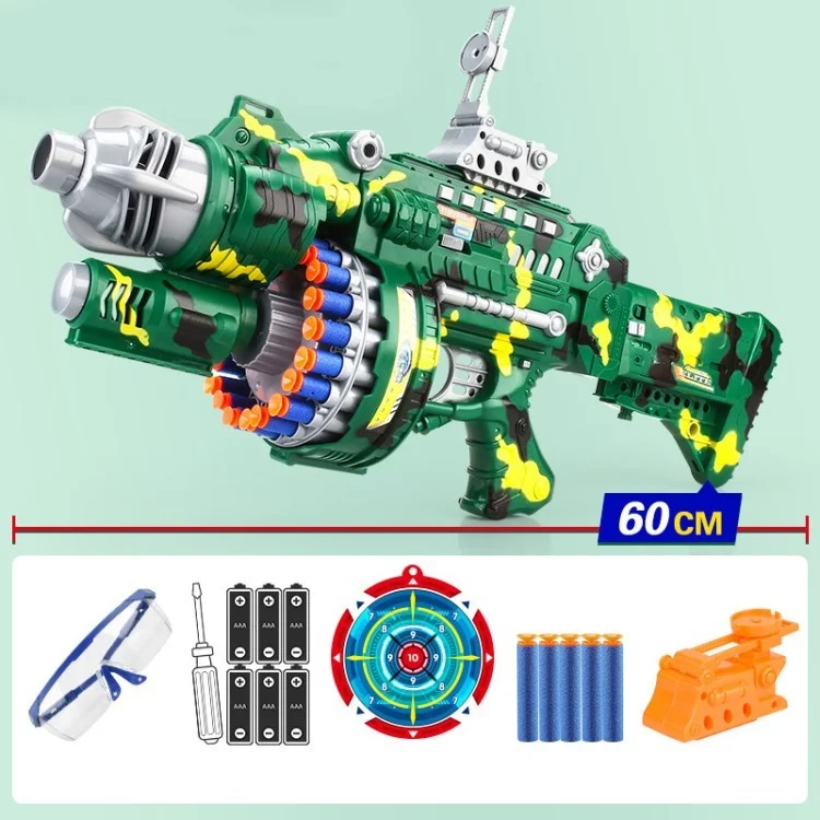 Electric Bullet Gun with 80 Soft Bullets Children Shooting Game Toy - Camouflage Green